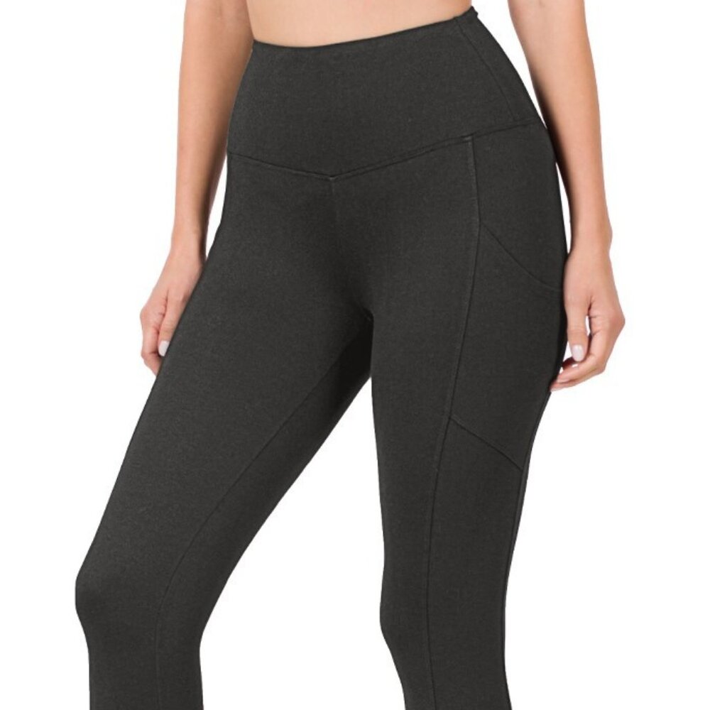 Women's Zenana Black High Waisted Full Length Plus Size Leggings w/Pockets